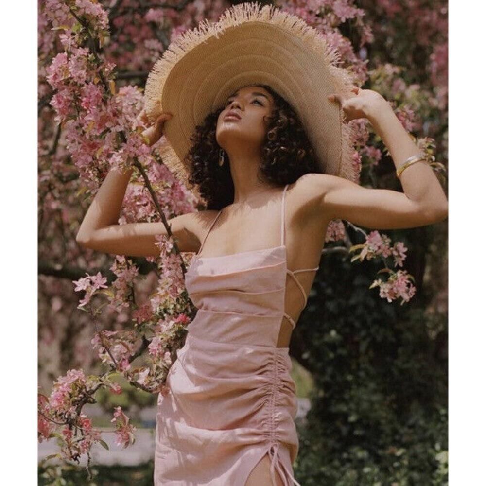 Rumer Loulou Maxi Dress Size Medium Strappy Back Pink